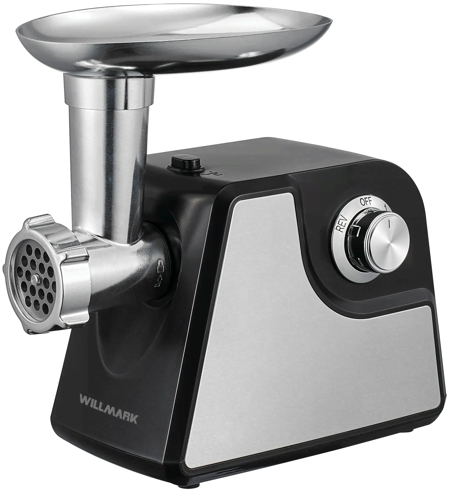 Willmark Электромясорубка WILLMARK WMG-2200BS (2200Вт,2 скор.,реверс,овощерез., нас. д/кеббе, сос., 2 г. гар) Черный мясорубка